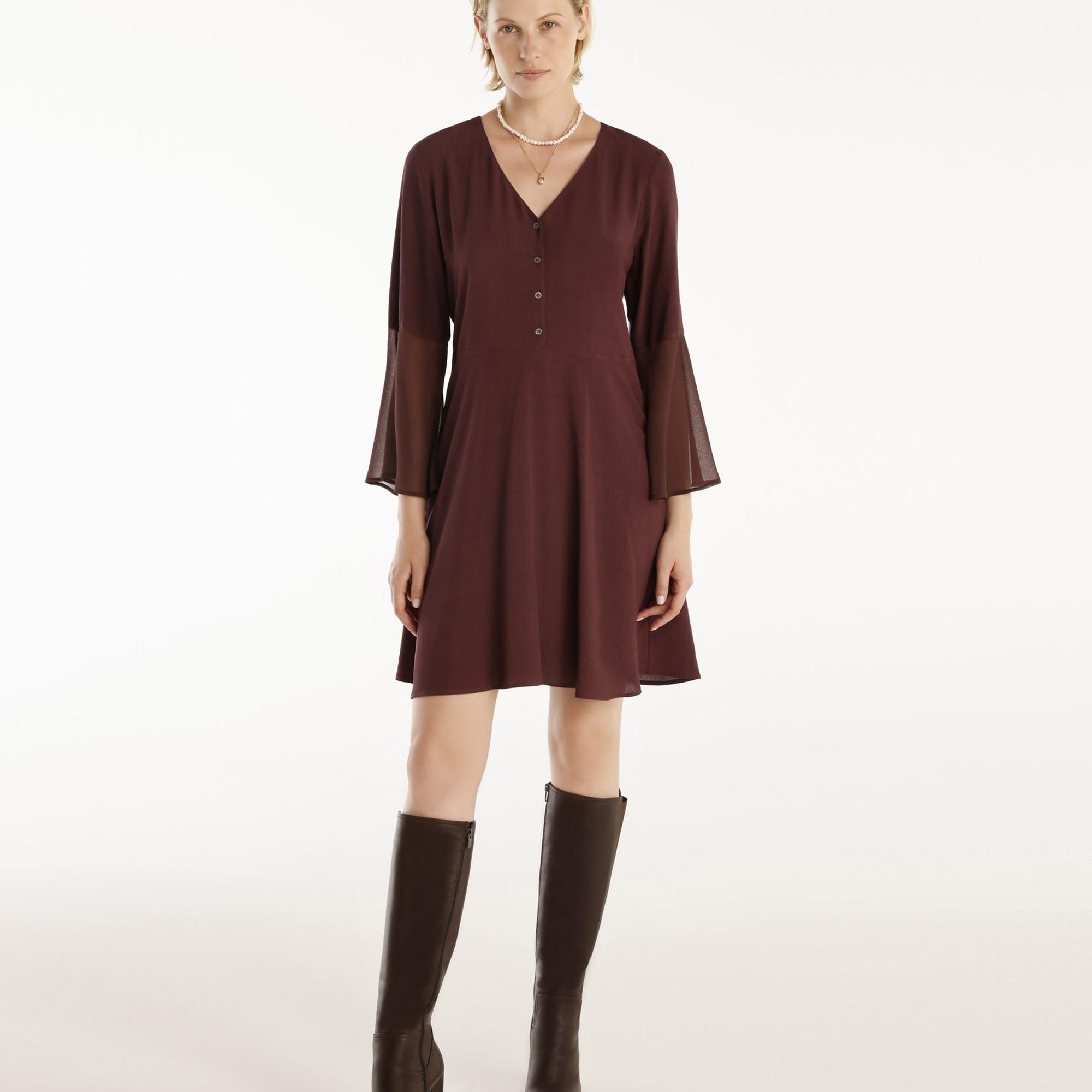 YARGICI V Yakalı Elbise