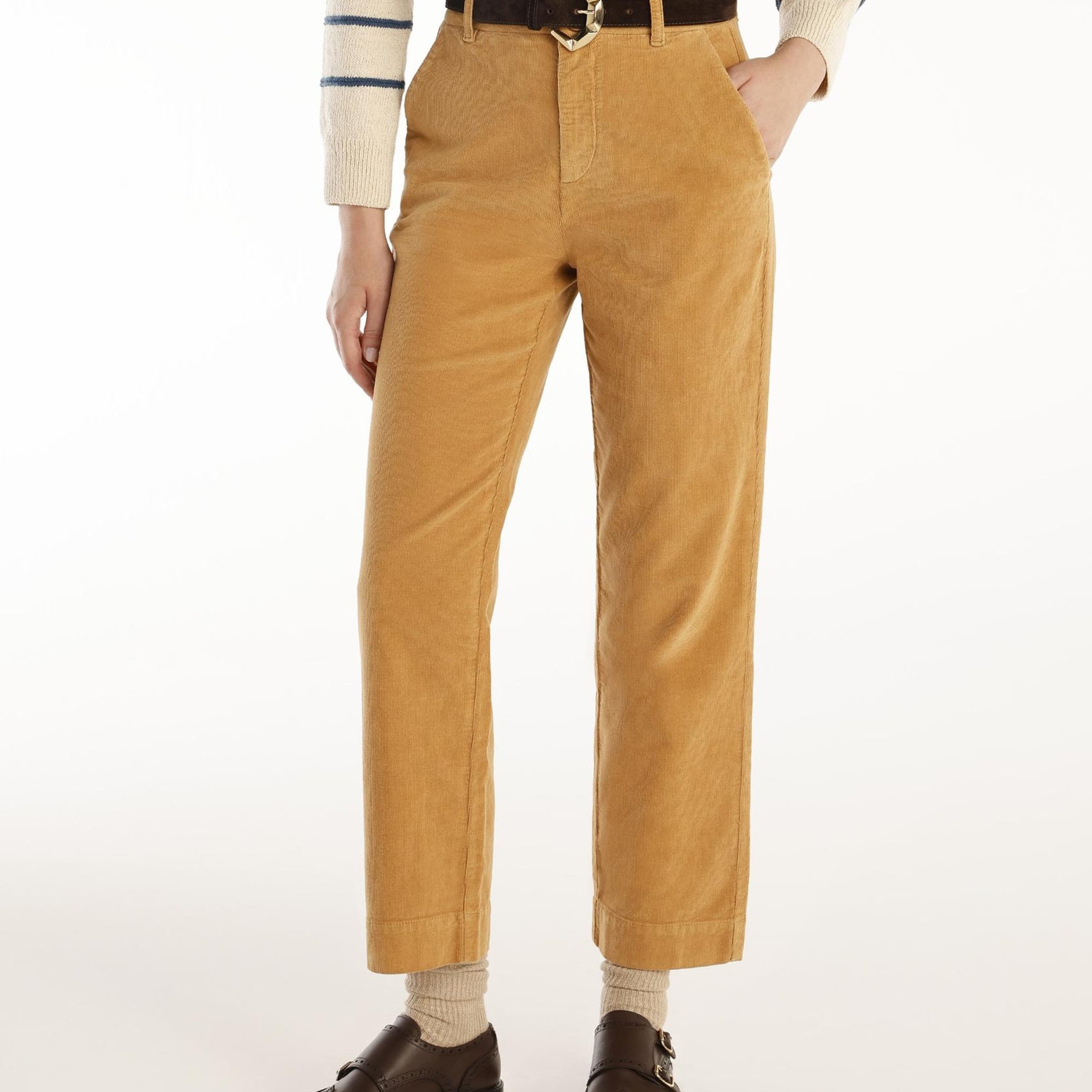 Arka Cep Detaylı Rahat Düz Paça Yüksel Bel Pantolon