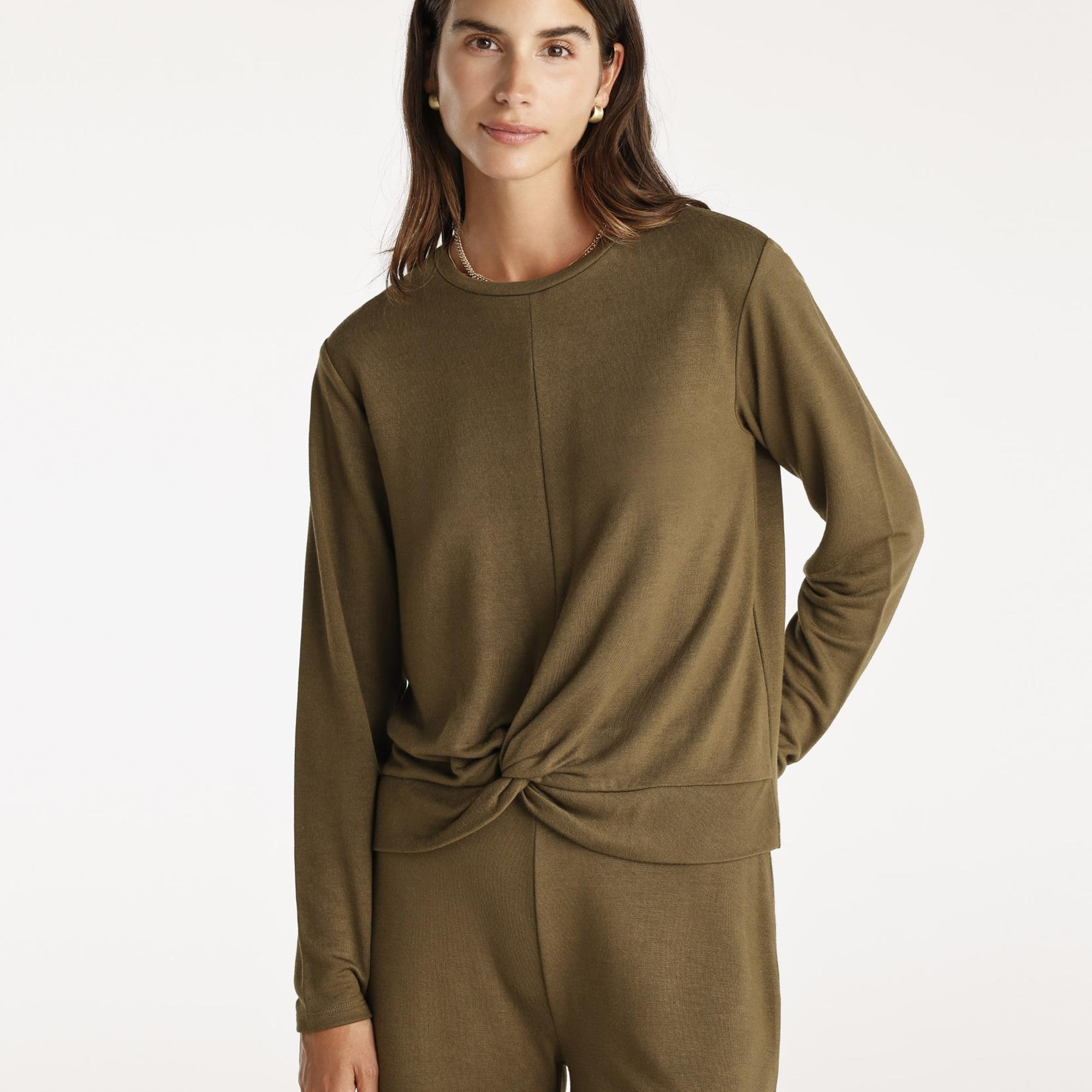 YARGICI Uzun Kollu Önü Büzgü Detaylı T-Shirt