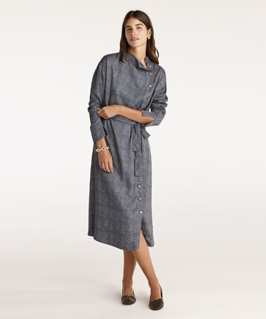  YARGICI Yüksek Yaka Kuşalı Uzun Kollu Midi Boy Elbise