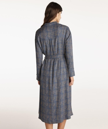  YARGICI Yüksek Yaka Kuşalı Uzun Kollu Midi Boy Elbise