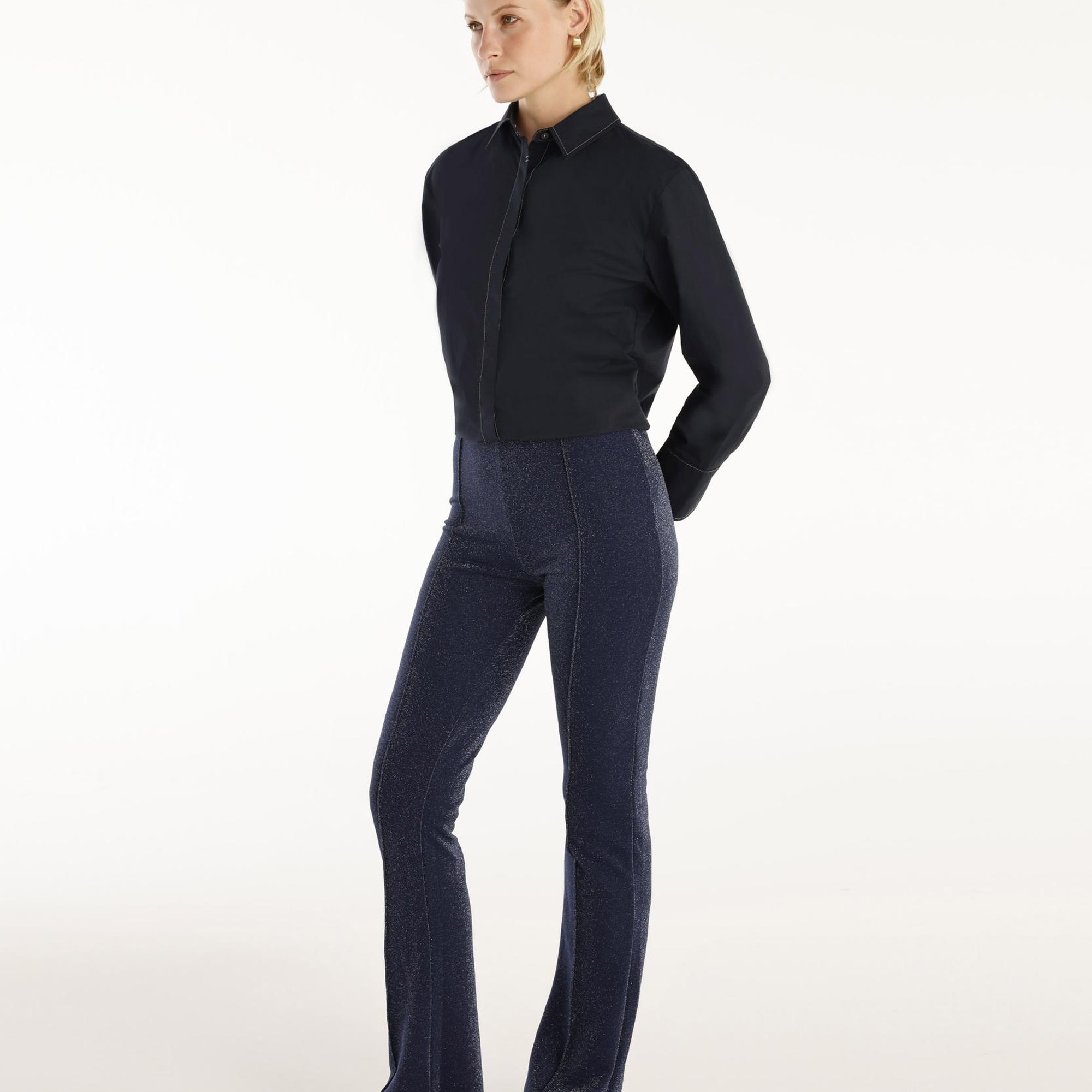 YARGICI Önü Dikişli Simli Geniş Paça Pantolon