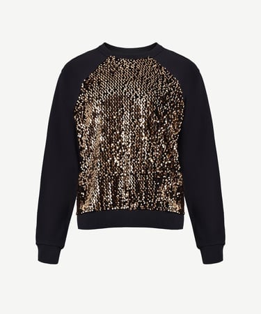  YARGICI Payetli Bisiklet Yaka Reglan Kol Sweatshirt