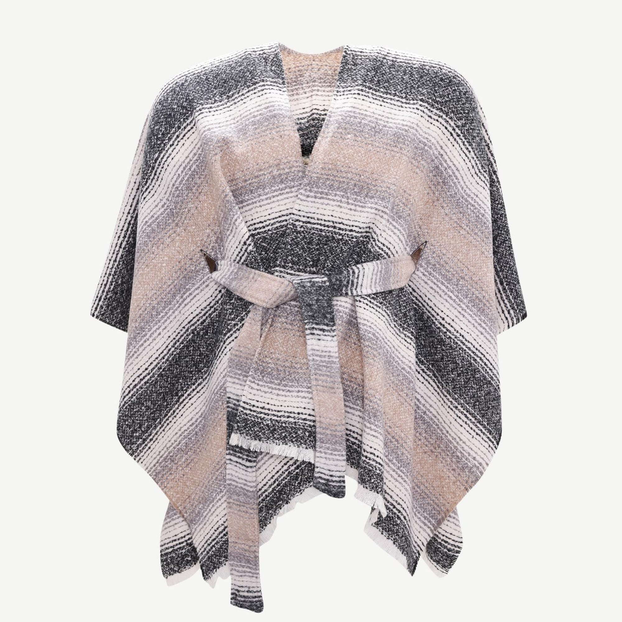 YARGICI Kalın Çizgili Kemerli Panço