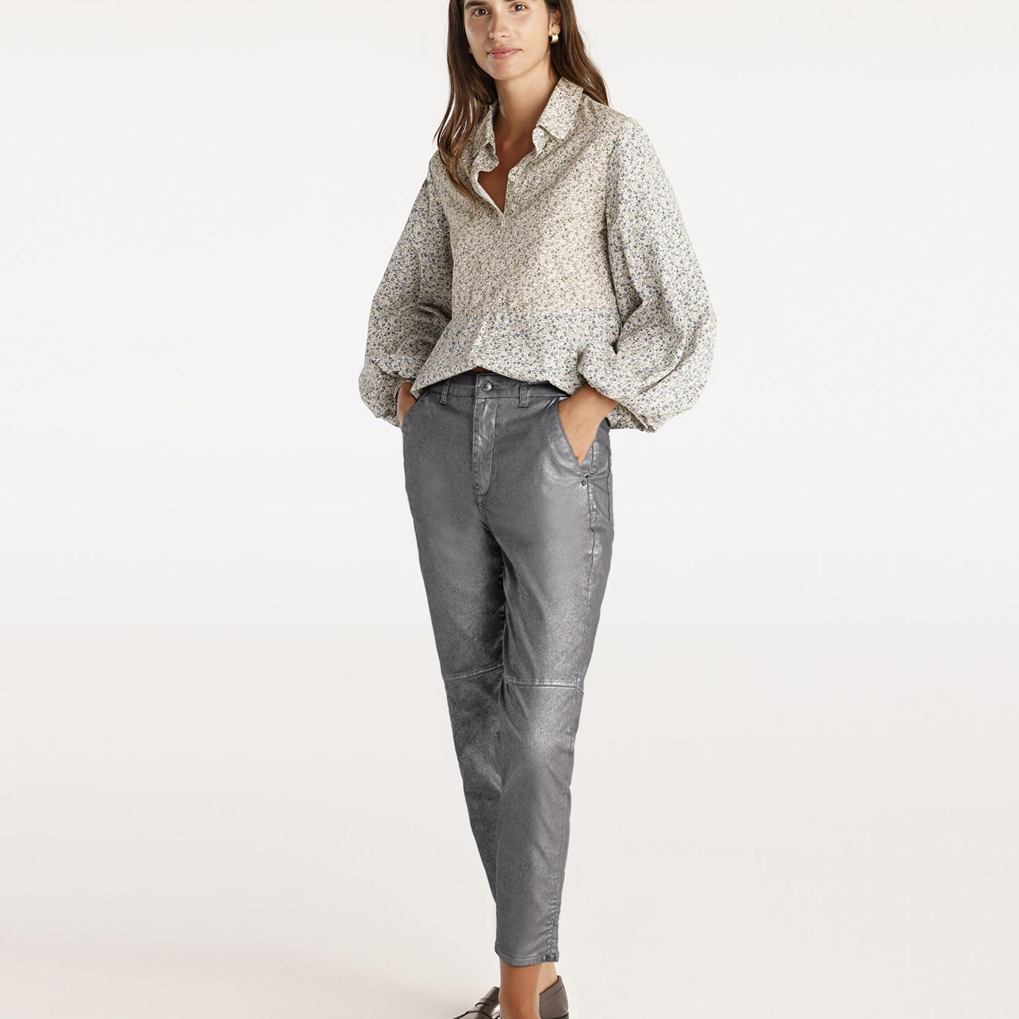 YARGICI Kesik Detaylı Yüksek Bel Düz Kesim Pantolon