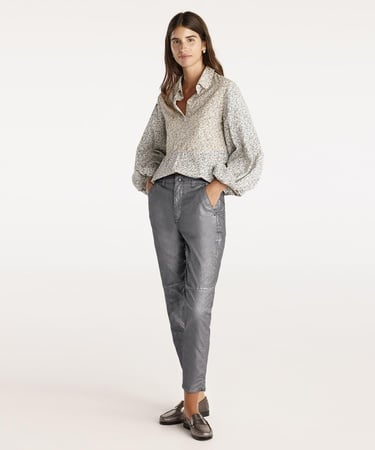  YARGICI Kesik Detaylı Yüksek Bel Düz Kesim Pantolon