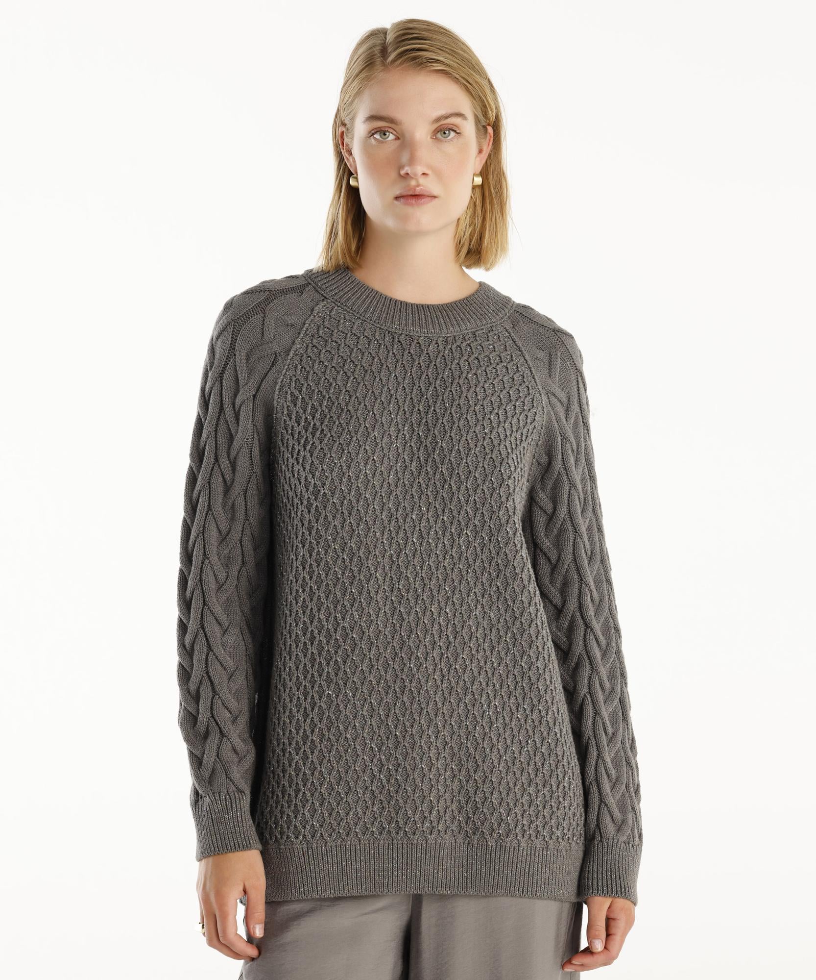  YARGICI Bisiklet Yakalı Simli Örgülü Kazak