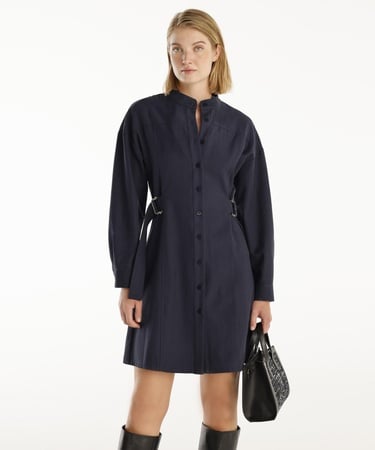  YARGICI Kemer Detaylı Uzun Kollu Hakim Yaka Kısa Gömlek Elbise