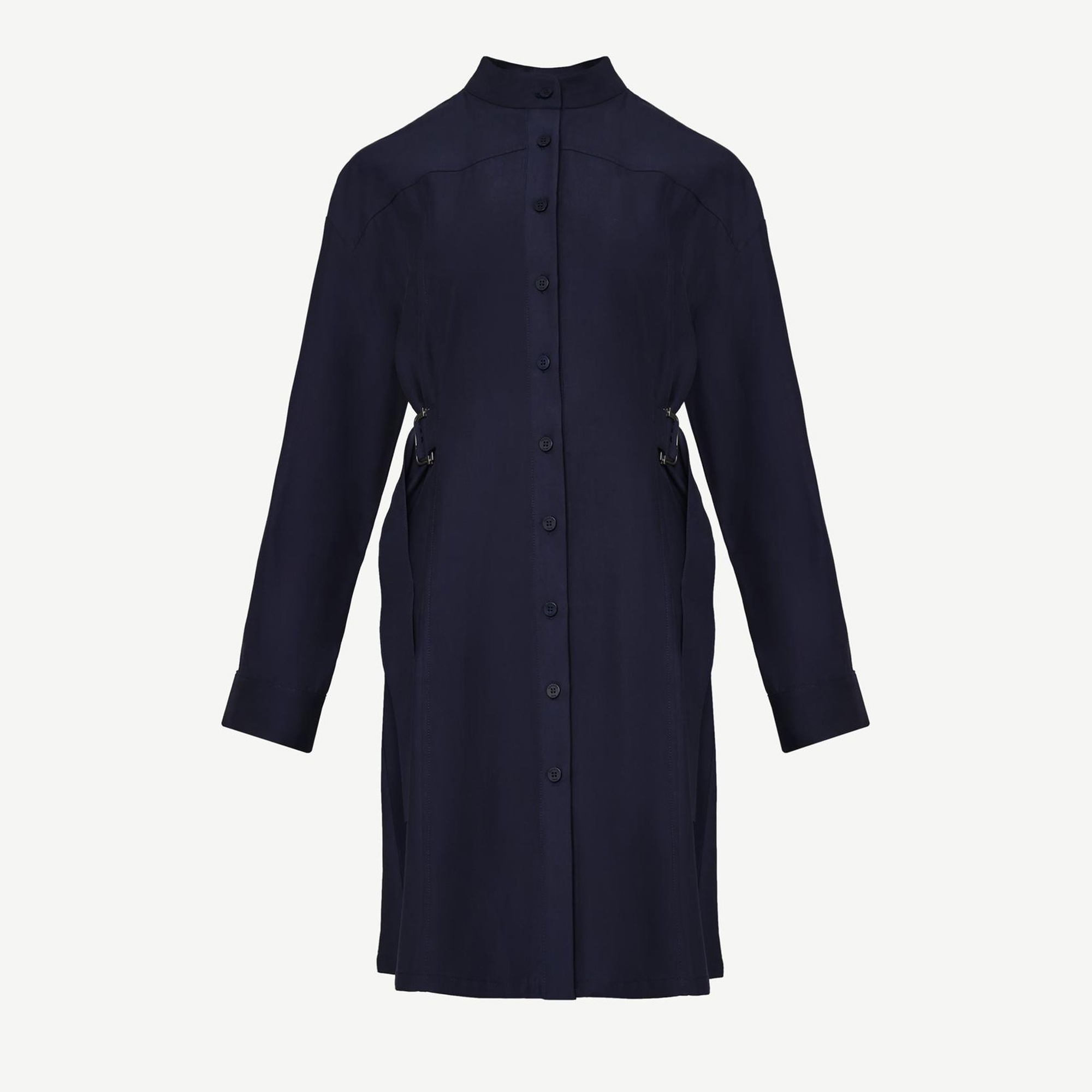 YARGICI Kemer Detaylı Uzun Kollu Hakim Yaka Kısa Gömlek Elbise