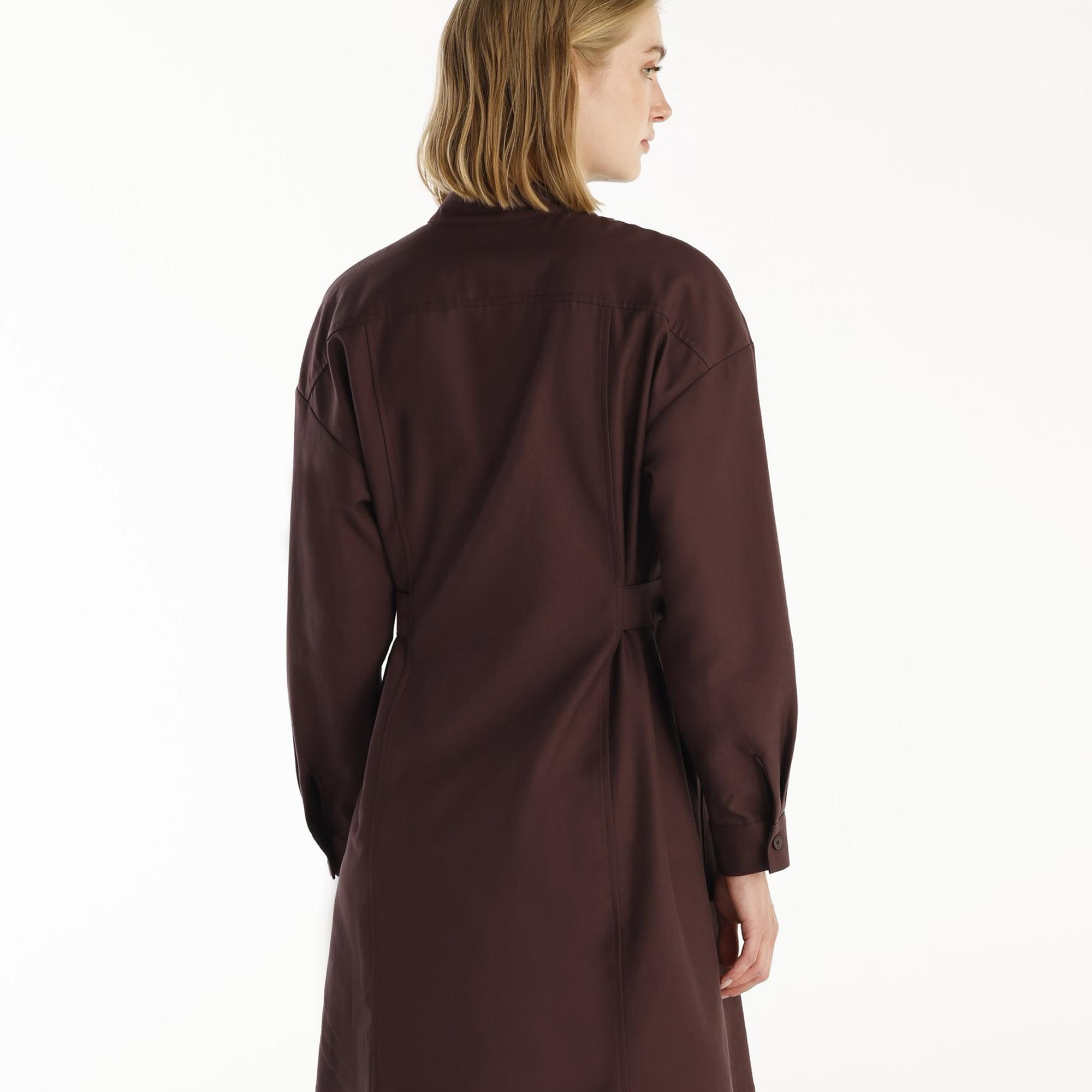 YARGICI Kemer Detaylı Uzun Kollu Hakim Yaka Kısa Gömlek Elbise