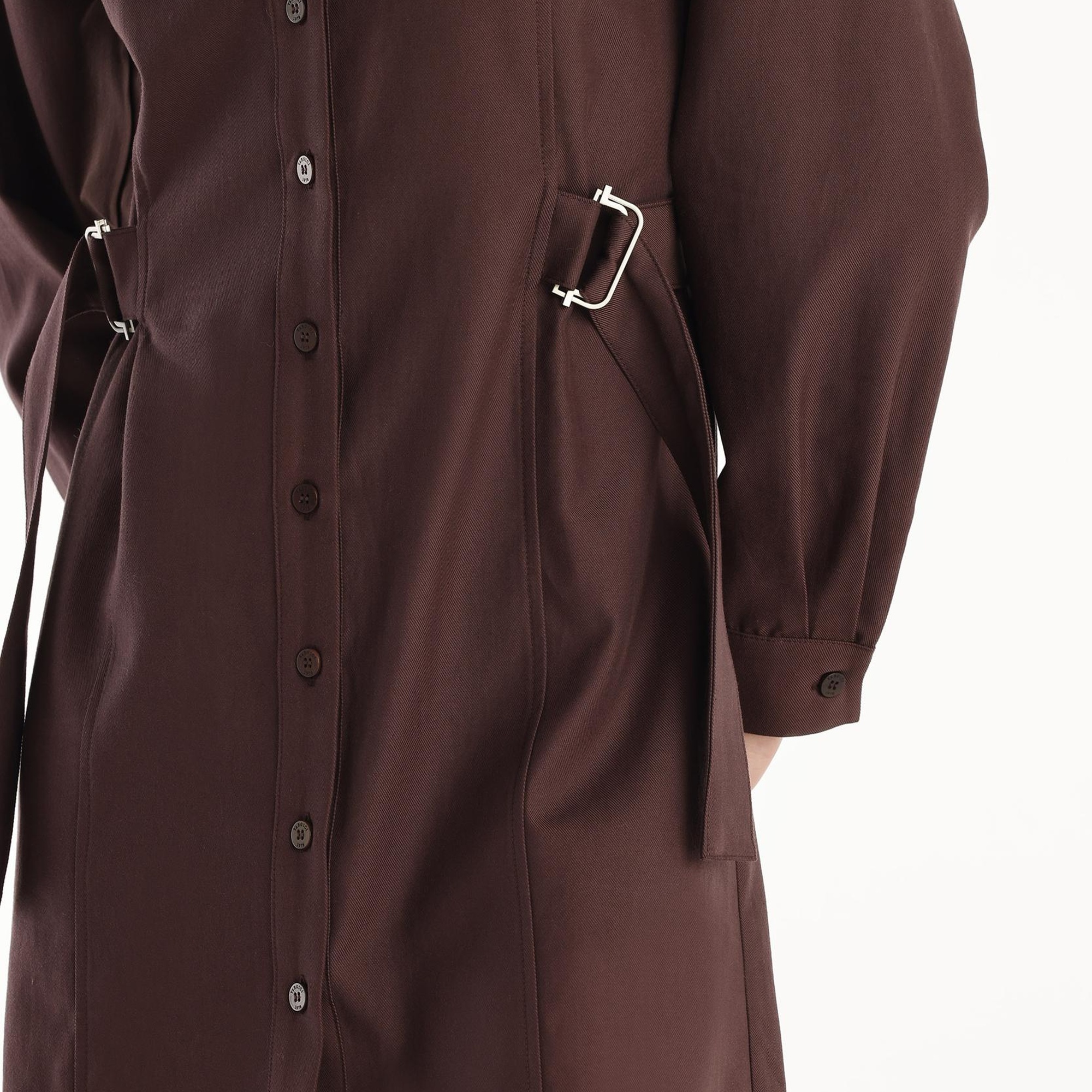 YARGICI Kemer Detaylı Uzun Kollu Hakim Yaka Kısa Gömlek Elbise