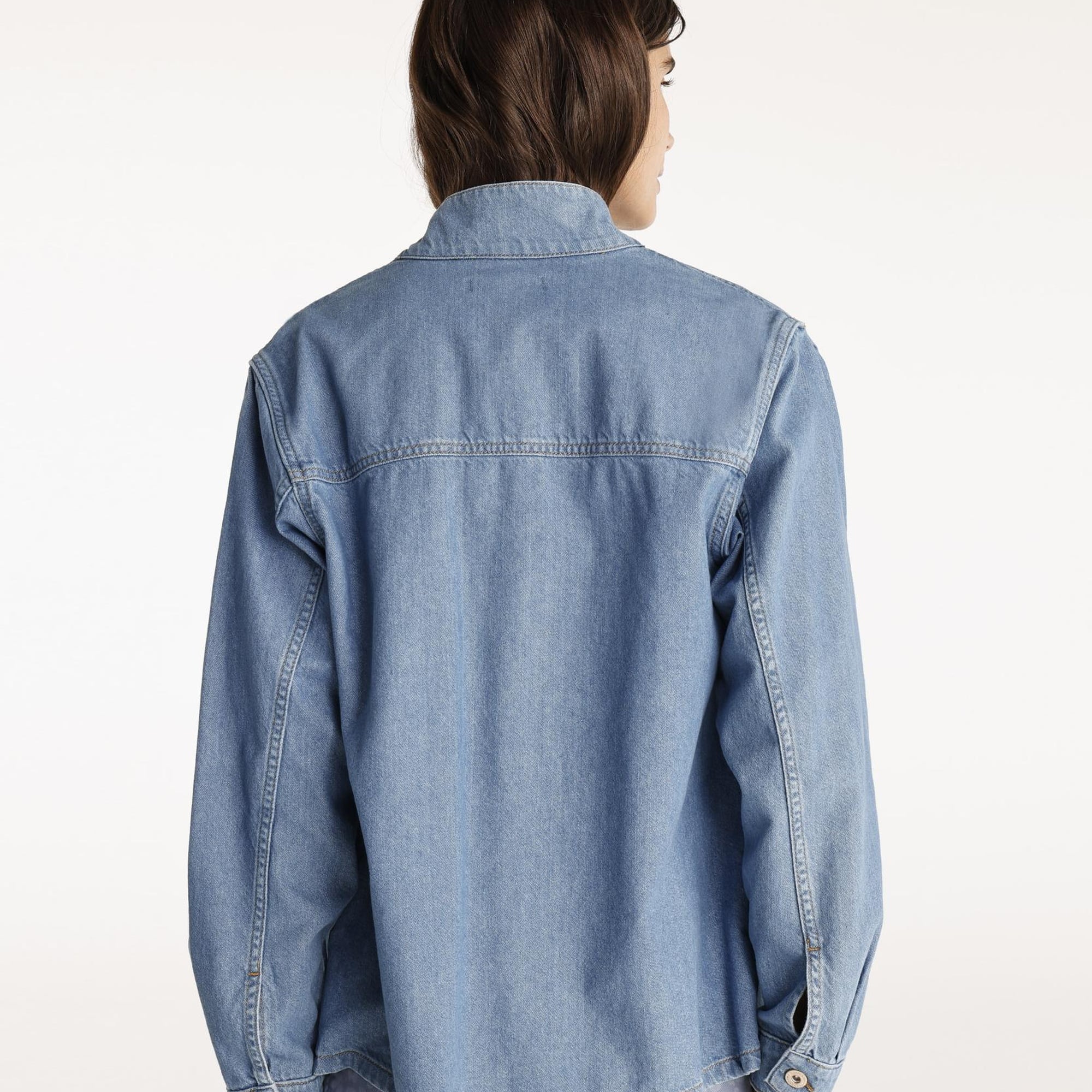 YARGICI Cepli Yüksek Yaka Denim Gömlek