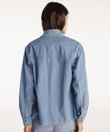  YARGICI Cepli Yüksek Yaka Denim Gömlek