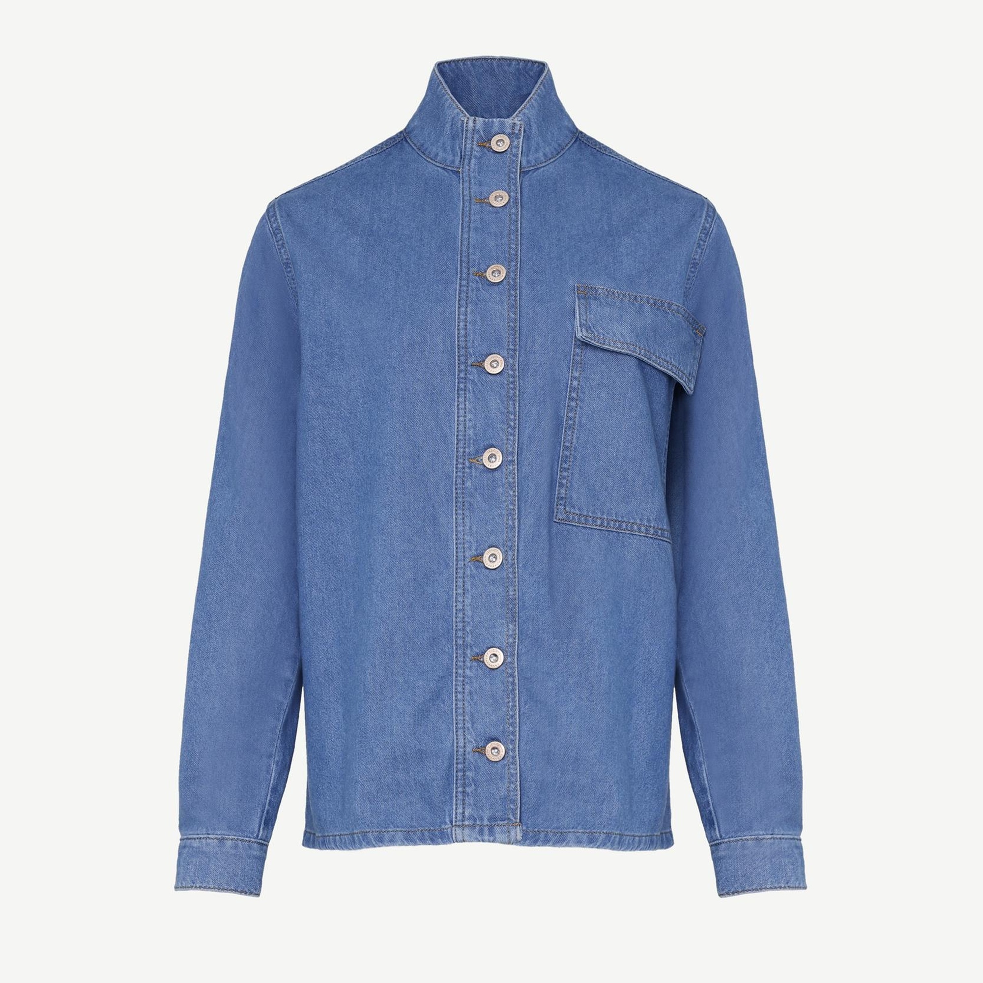 YARGICI Cepli Yüksek Yaka Denim Gömlek