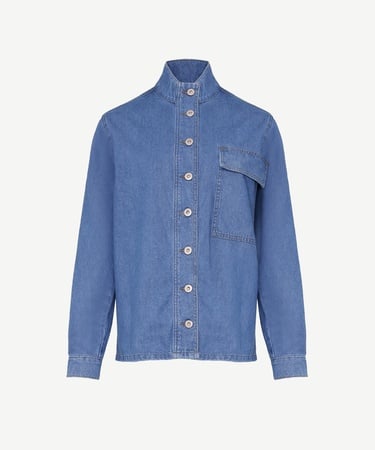  YARGICI Cepli Yüksek Yaka Denim Gömlek