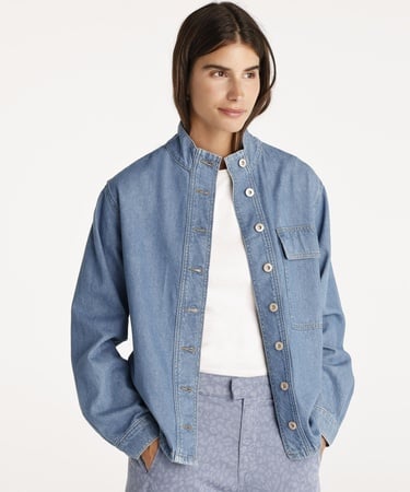  YARGICI Cepli Yüksek Yaka Denim Gömlek