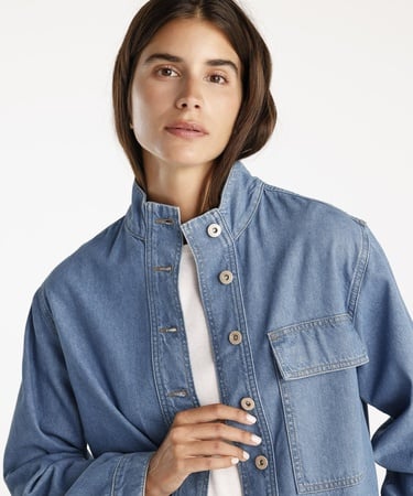  YARGICI Cepli Yüksek Yaka Denim Gömlek