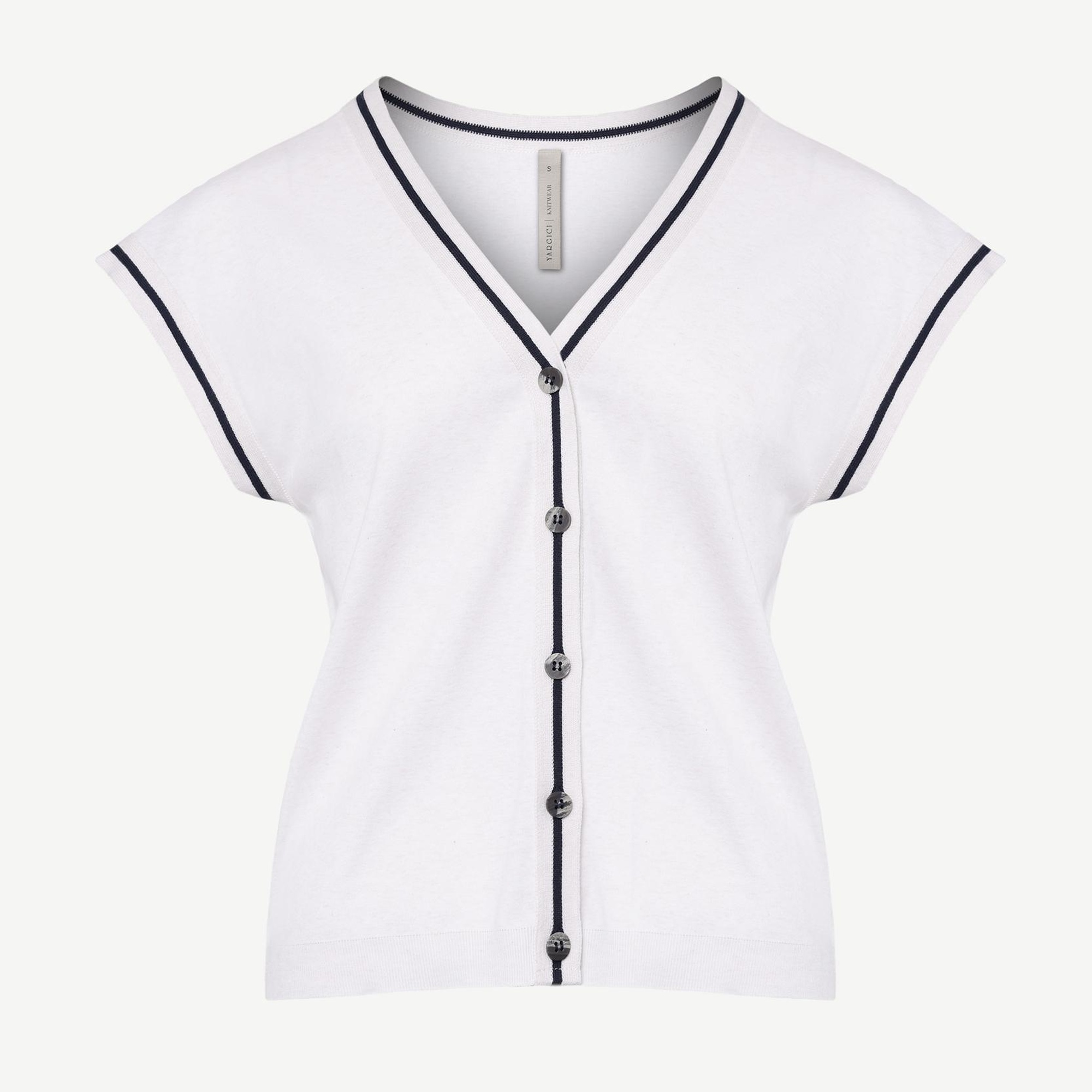 YARGICI V- Yakalı Kısa Kollu Triko