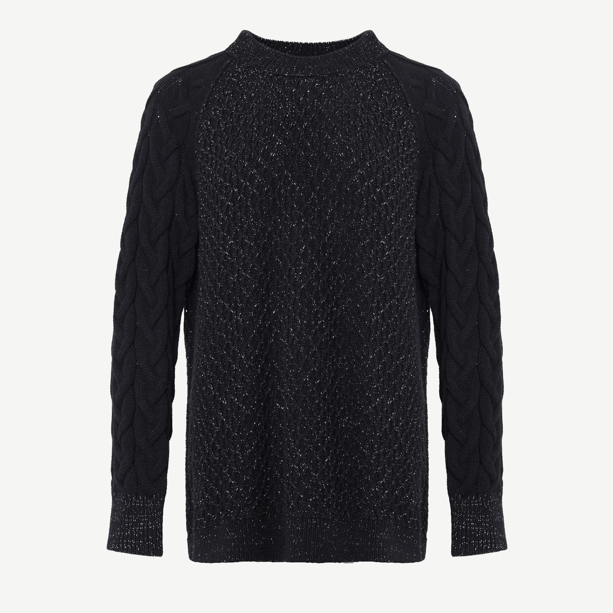 YARGICI Bisiklet Yakalı Simli Örgülü Kazak