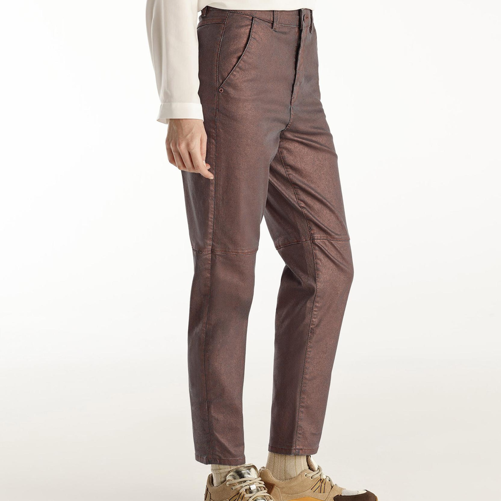 YARGICI Kesik Detaylı Yüksek Bel Düz Kesim Pantolon