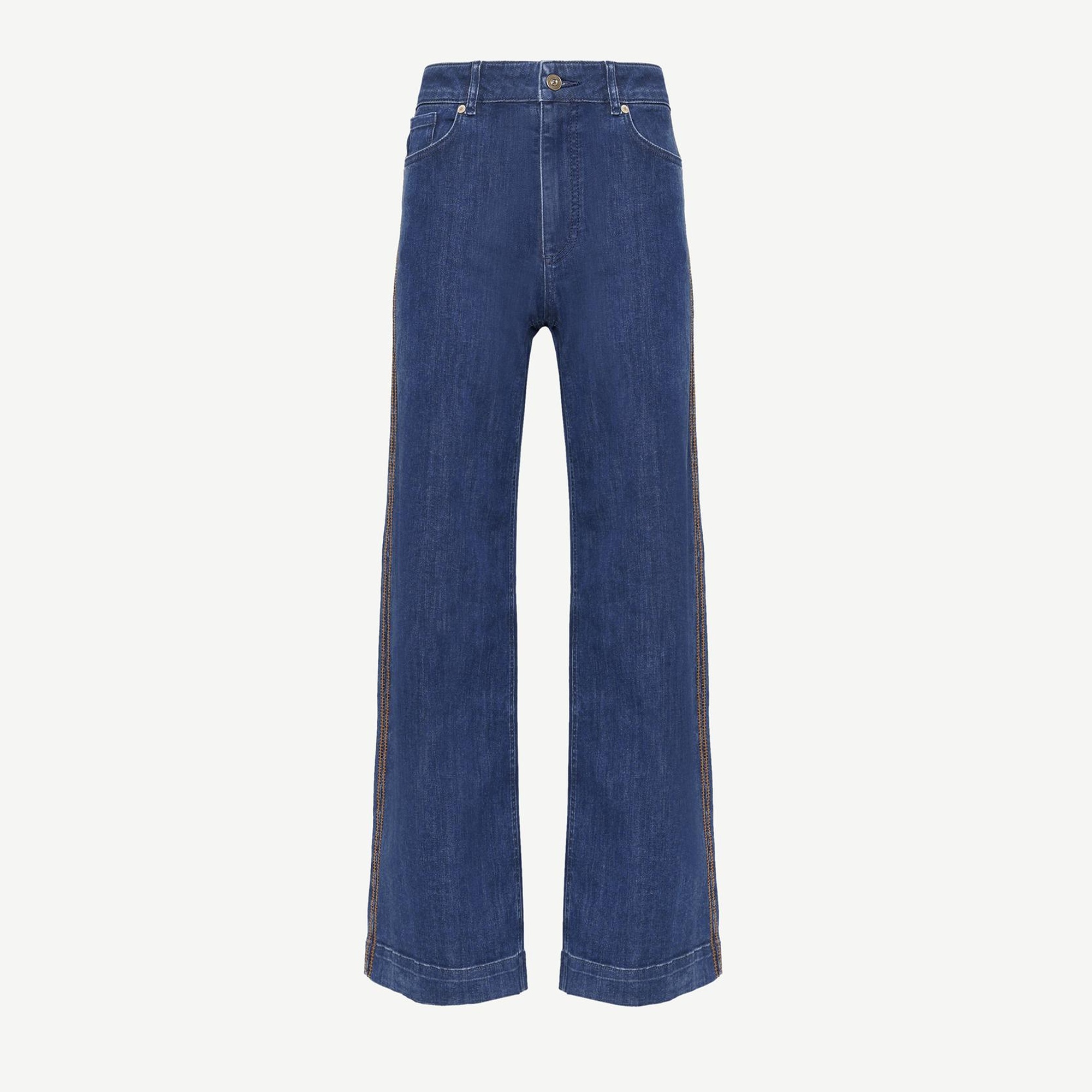 YARGICI Nakış Detaylı Yüksek Bel Geniş Paça Pantolon