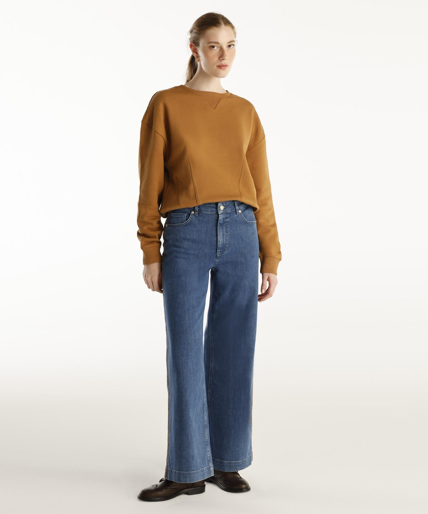  YARGICI Nakış Detaylı Yüksek Bel Geniş Paça Pantolon