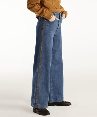  YARGICI Nakış Detaylı Yüksek Bel Geniş Paça Pantolon