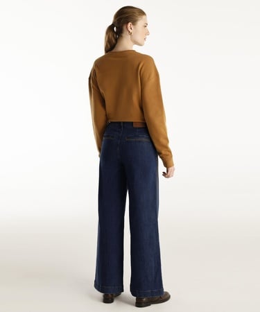  YARGICI Nakış Detaylı Yüksek Bel Geniş Paça Pantolon