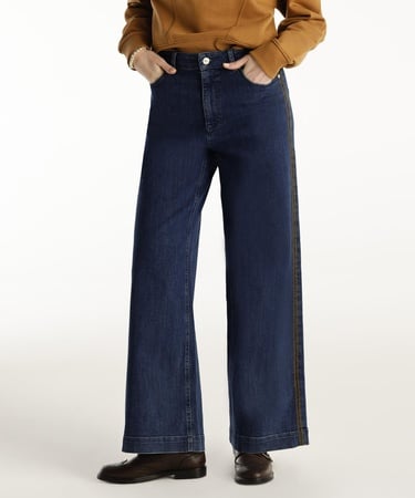  YARGICI Nakış Detaylı Yüksek Bel Geniş Paça Pantolon