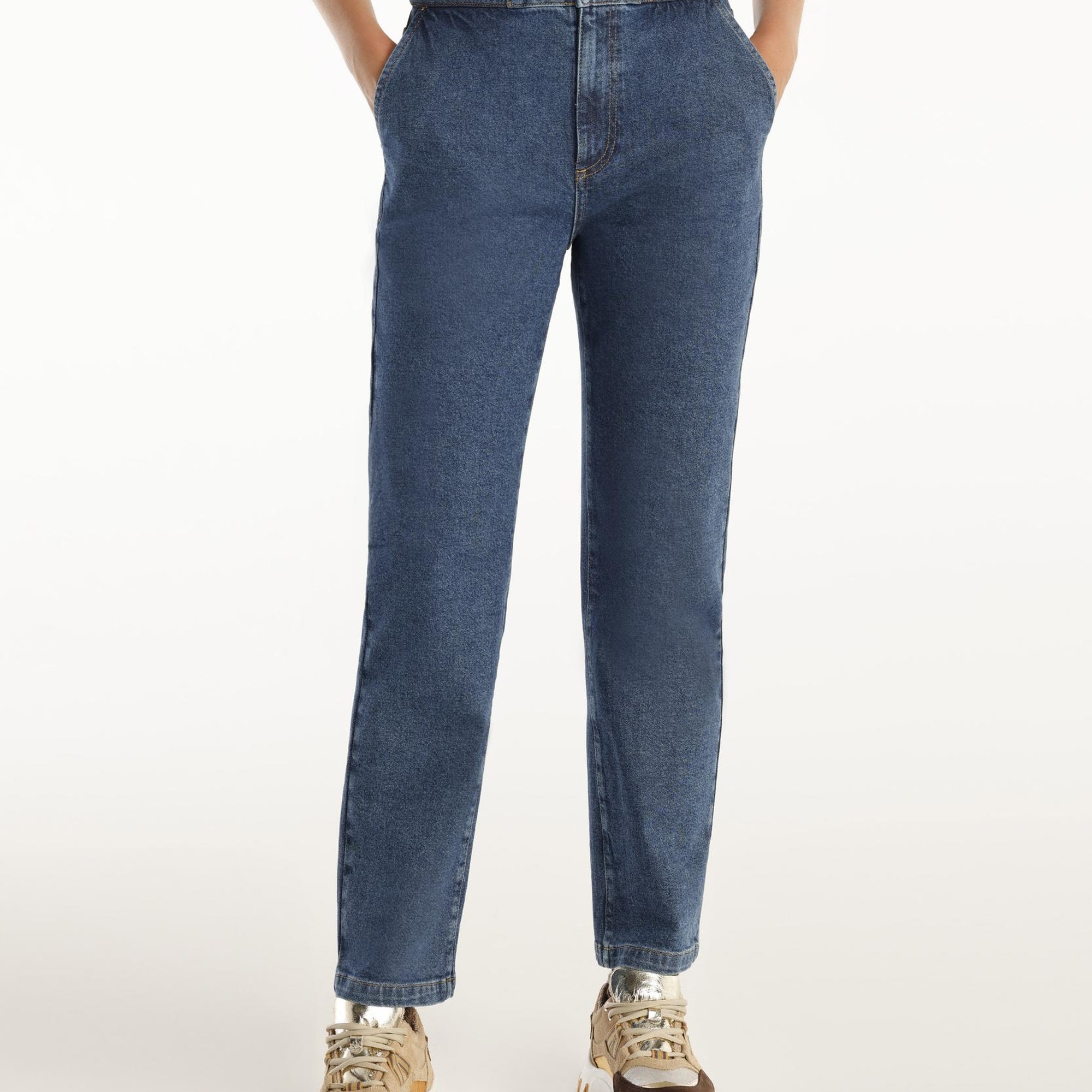 YARGICI Nakış Detaylı Yüksek Bel Denim Pantolon