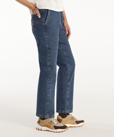  YARGICI Nakış Detaylı Yüksek Bel Denim Pantolon