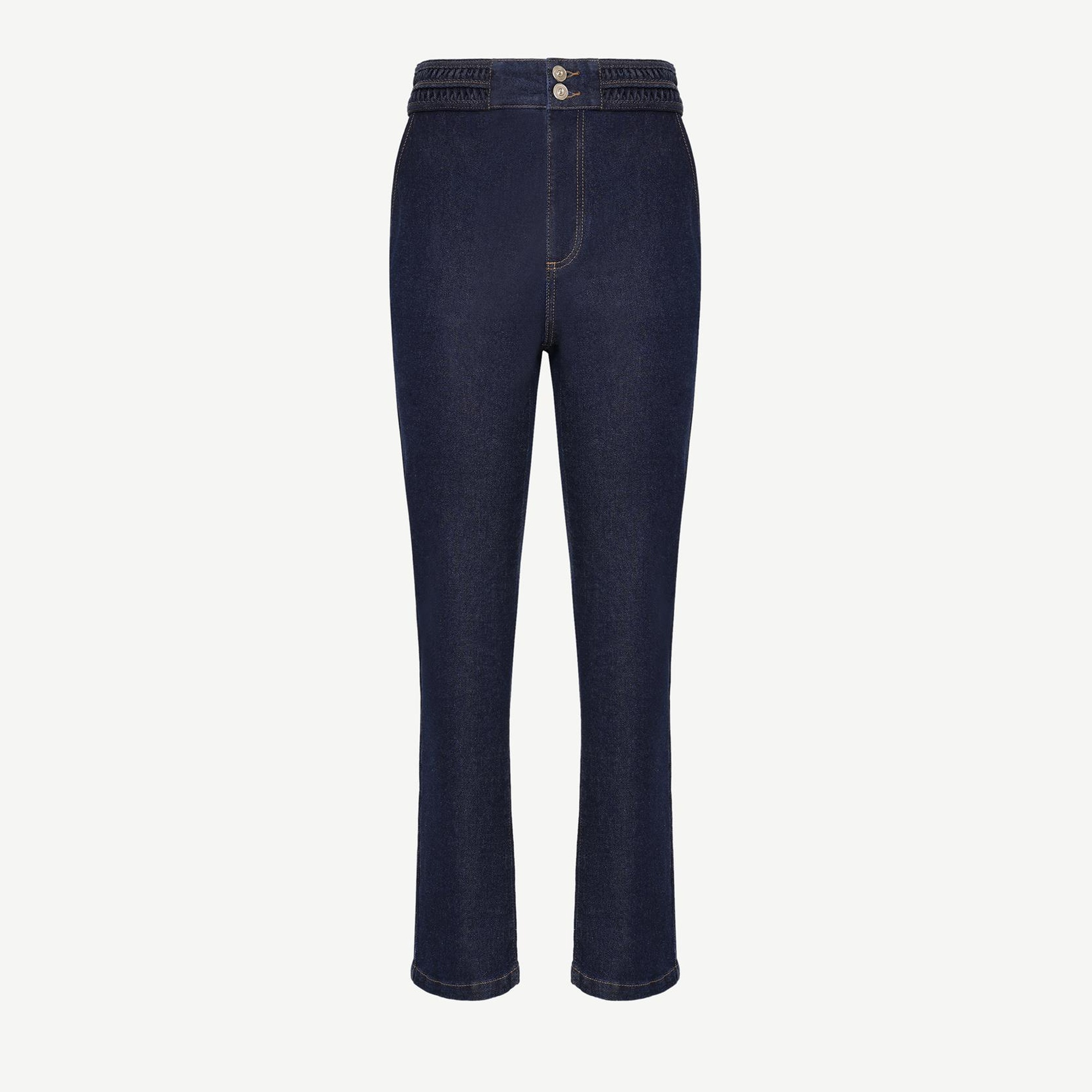 YARGICI Nakış Detaylı Yüksek Bel Denim Pantolon