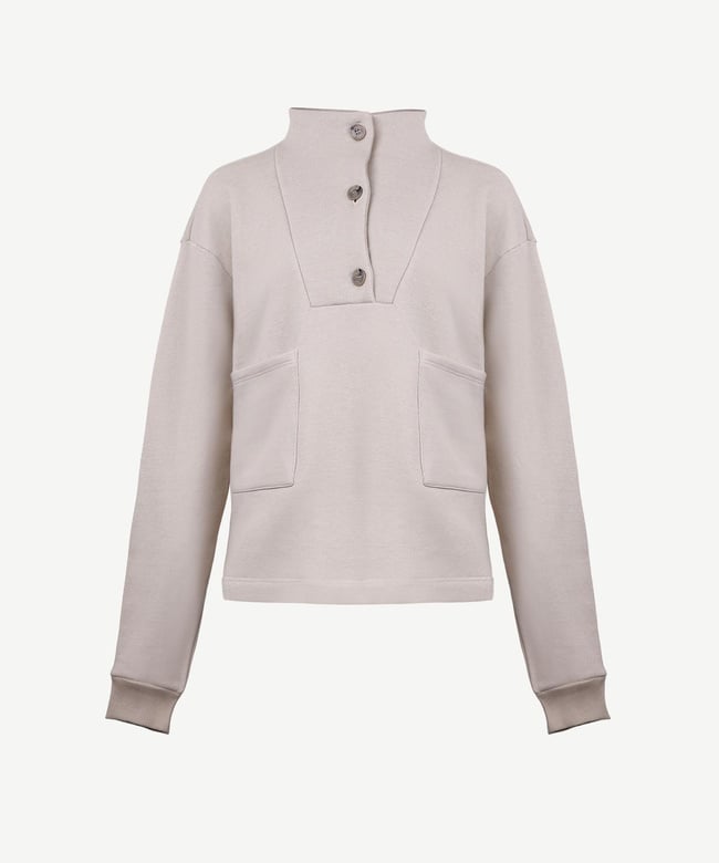  YARGICI Ön Cep Detaylı Dik Yakalı Sweatshirt