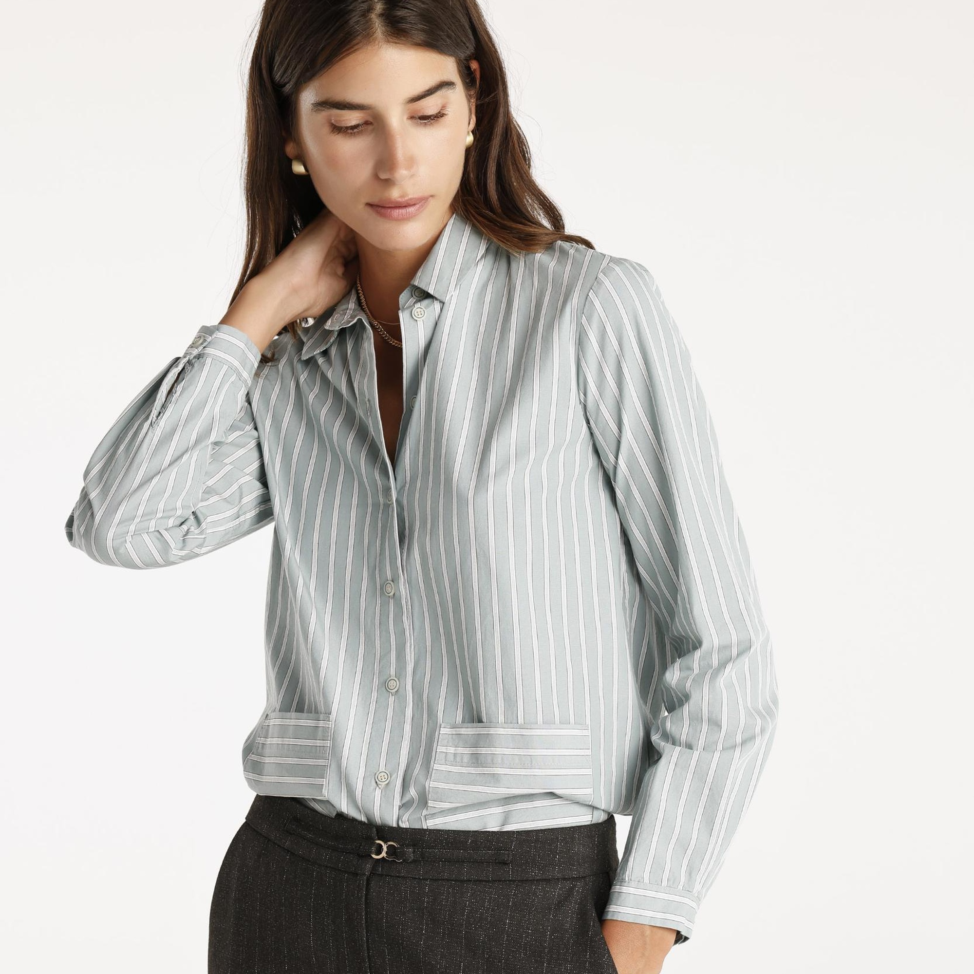 Önü Cepli Uzun Kollu Gömlek