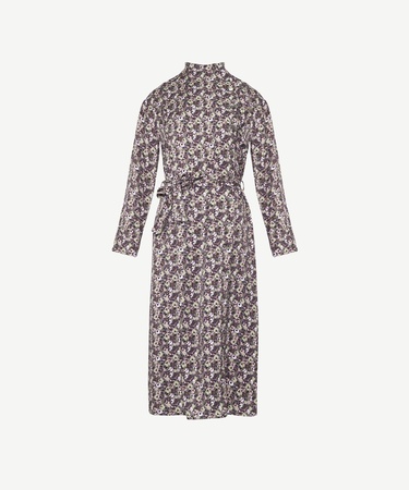  YARGICI Yüksek Yaka Kuşalı Uzun Kollu Midi Boy Elbise