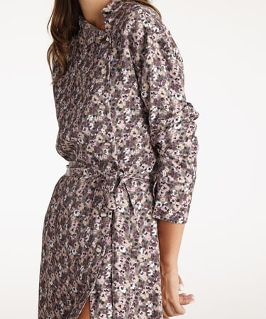  YARGICI Yüksek Yaka Kuşalı Uzun Kollu Midi Boy Elbise