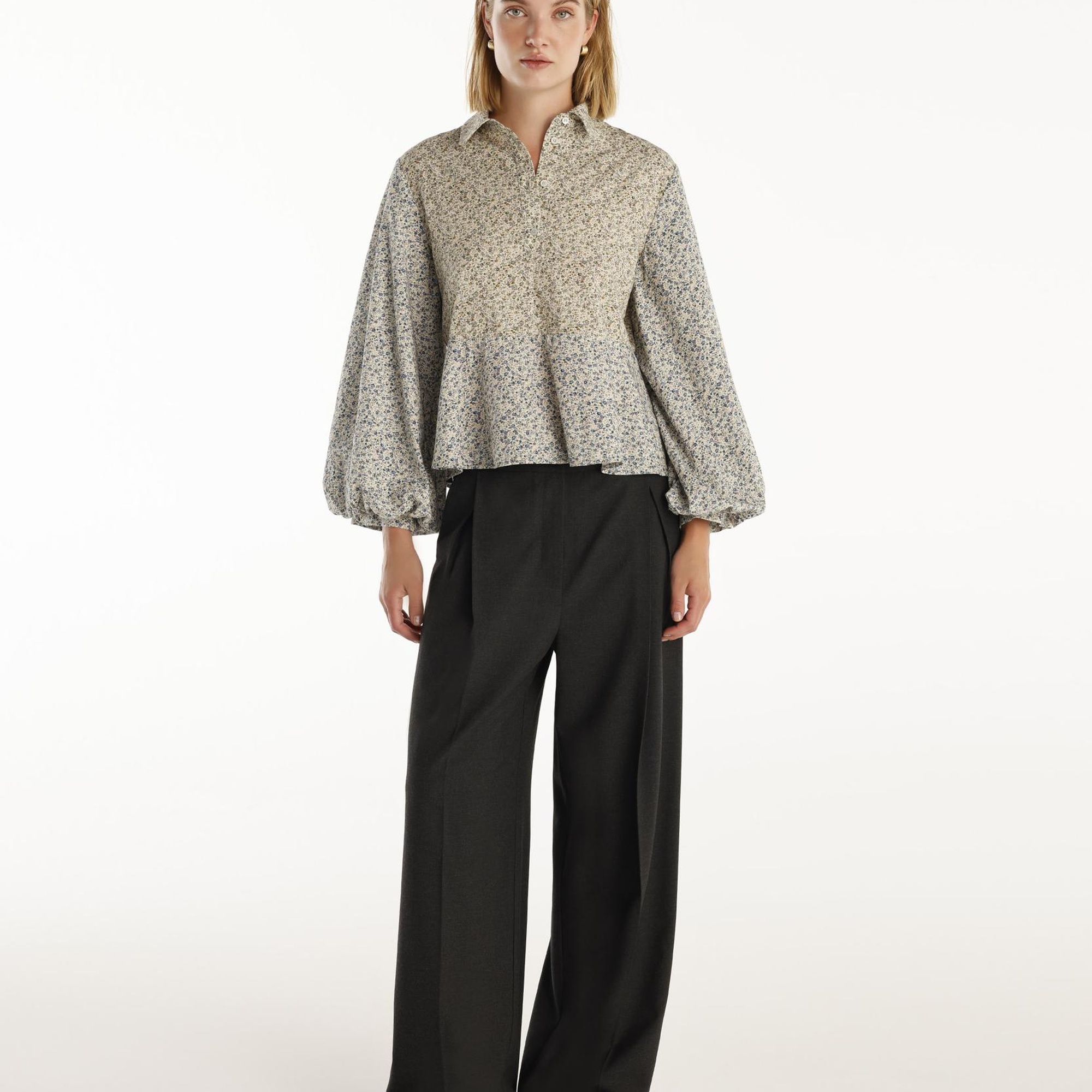 YARGICI Yarım Patlı Balon Kollu Bluz