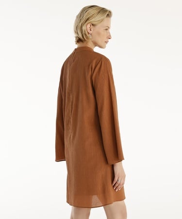  YARGICI Bisiklet Yaka Uzun Kollu Kısa Elbise