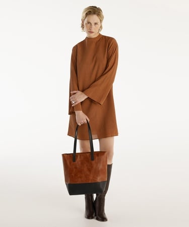  YARGICI Bisiklet Yaka Uzun Kollu Kısa Elbise