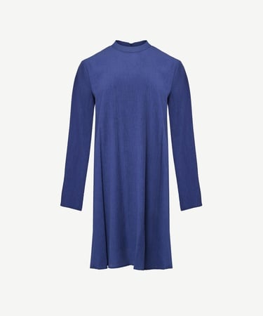  YARGICI Bisiklet Yaka Uzun Kollu Kısa Elbise