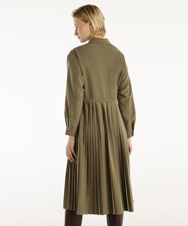  YARGICI Uzun Kollu Pliseli Midi Boy Gömlek Elbise