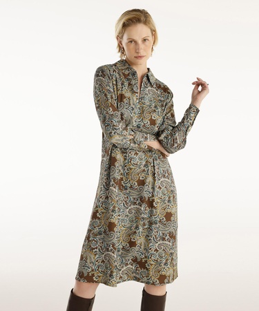  YARGICI Pensli Uzun Kollu Yakası Fermuarlı Elbise