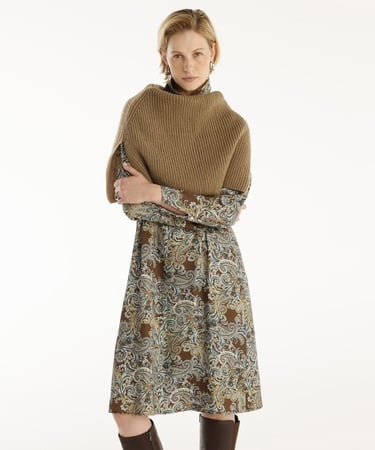  YARGICI Pensli Uzun Kollu Yakası Fermuarlı Elbise