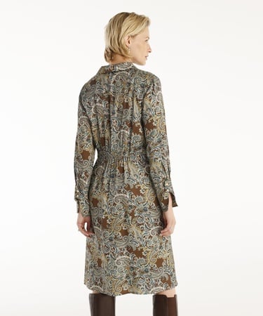  YARGICI Pensli Uzun Kollu Yakası Fermuarlı Elbise