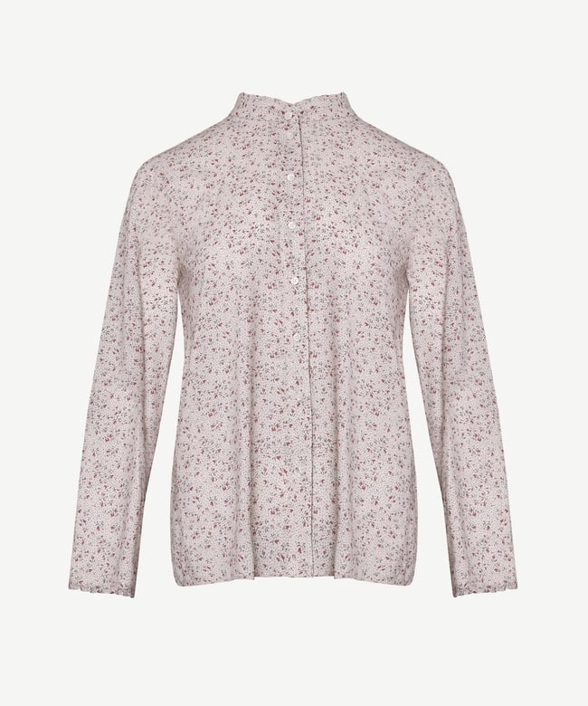  YARGICI Yakası Fırfırlı Uzun Kollu Gömlek