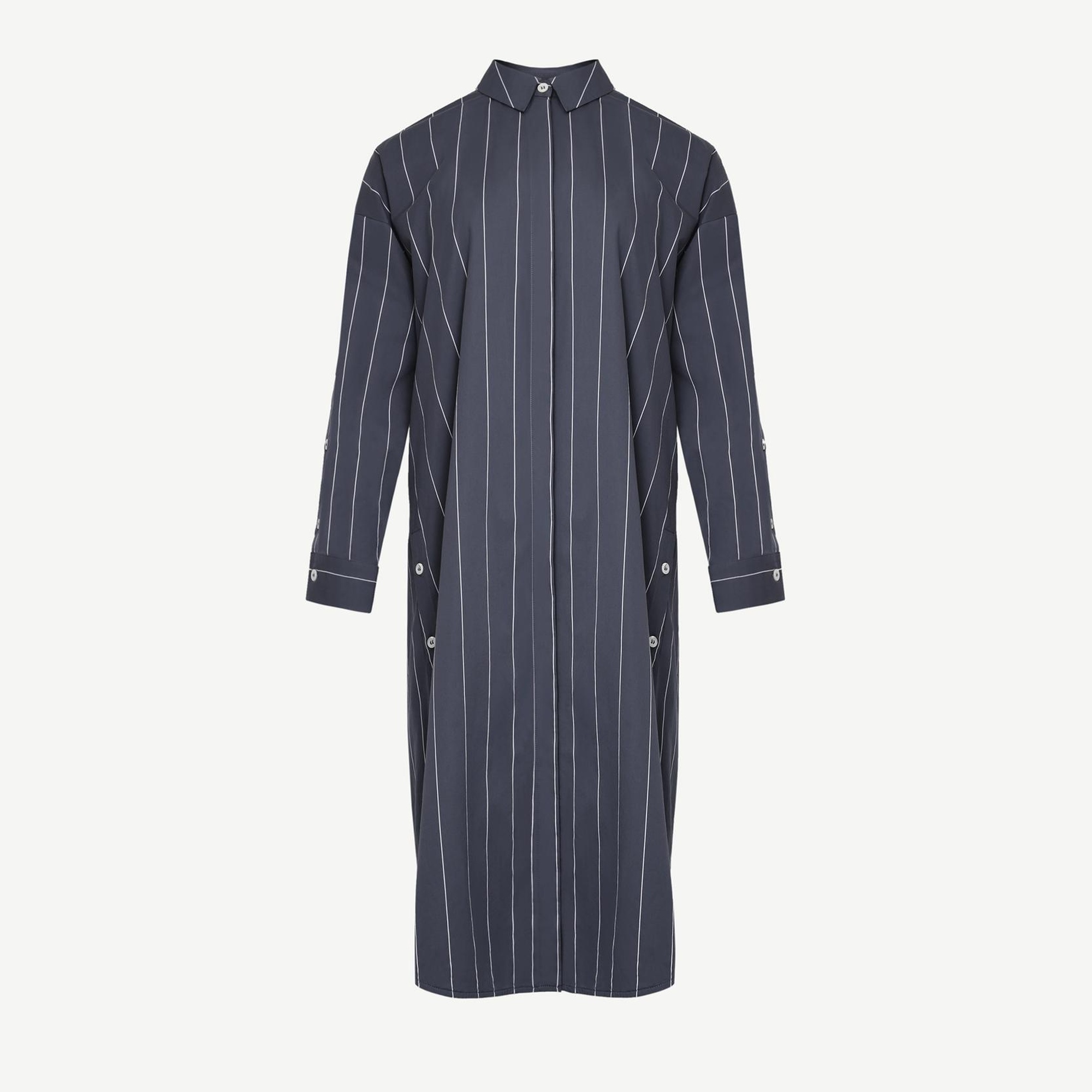 YARGICI Kolu Düğme Detaylı Midi Boy Gömlek Elbise