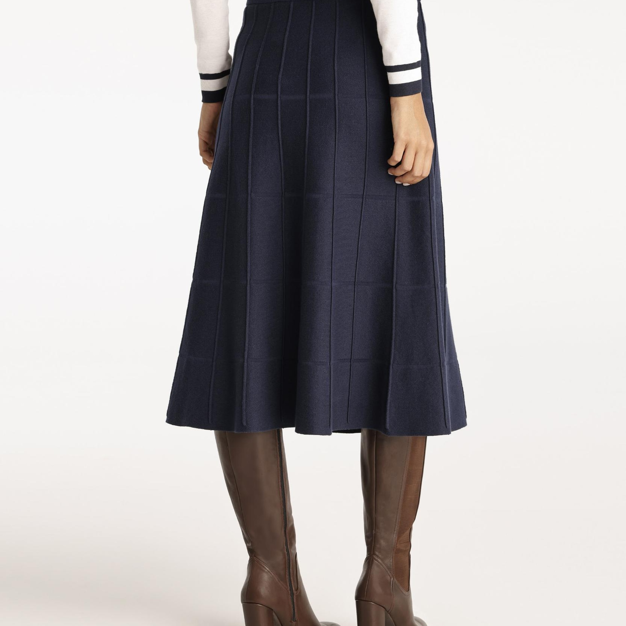 YARGICI Dekorlu Diz Altı Triko Etek