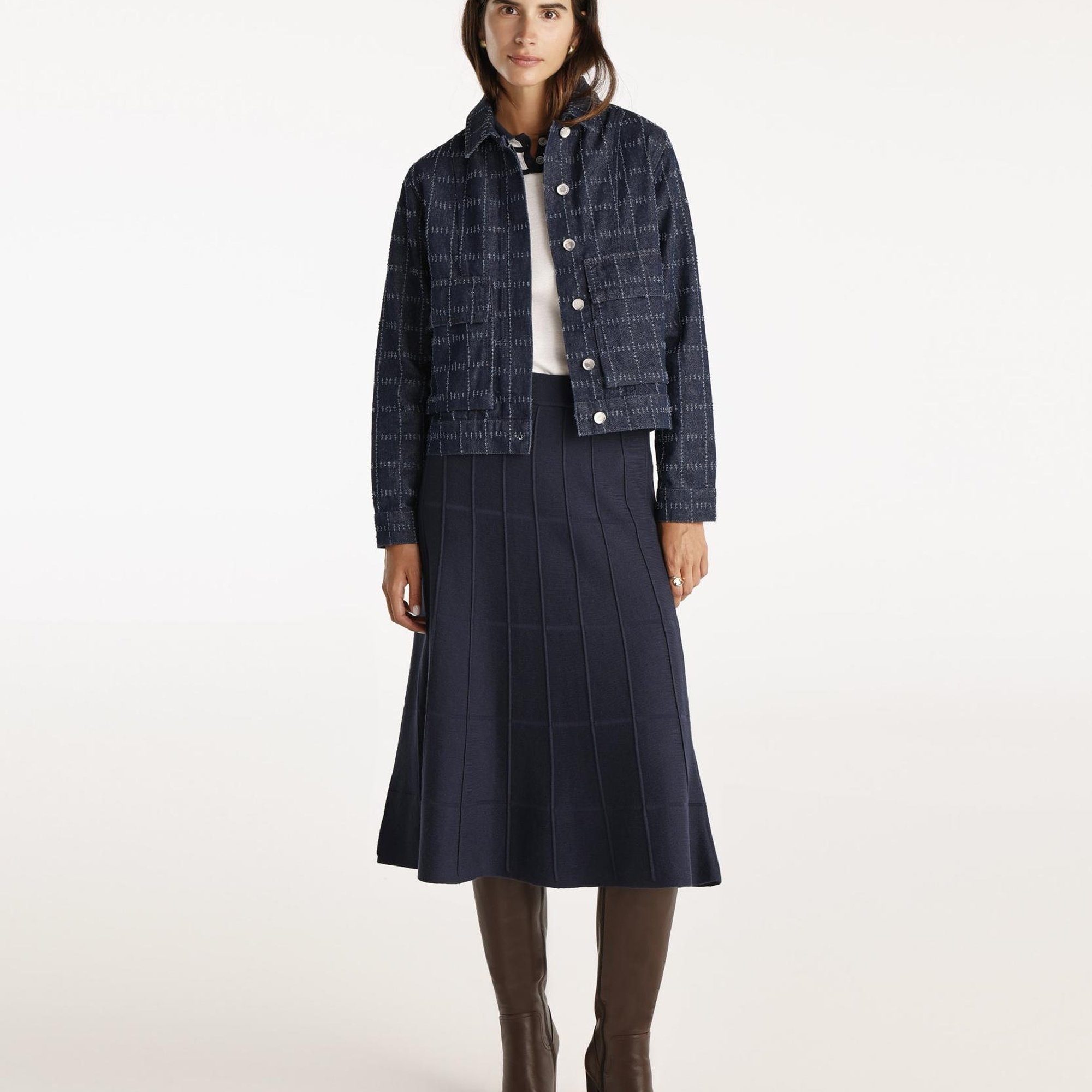 YARGICI Dekorlu Diz Altı Triko Etek