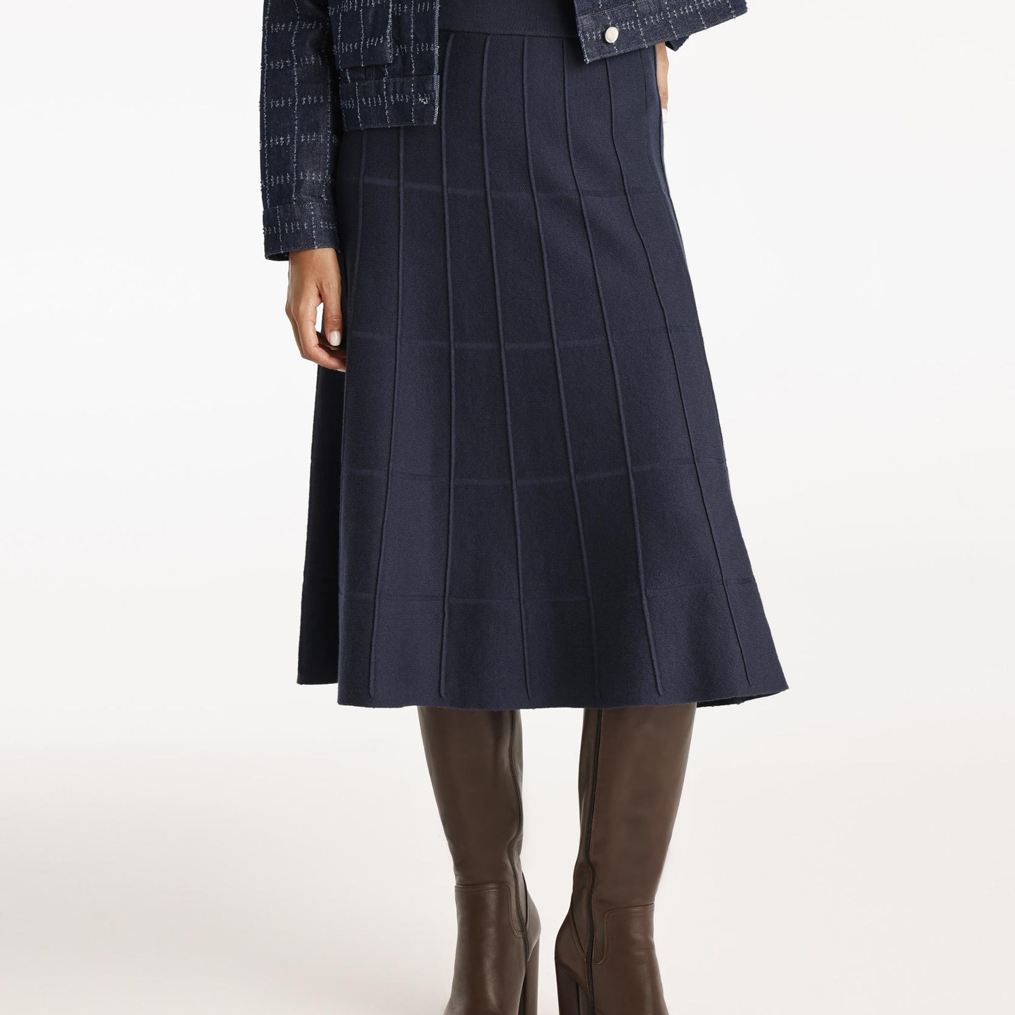 YARGICI Dekorlu Diz Altı Triko Etek