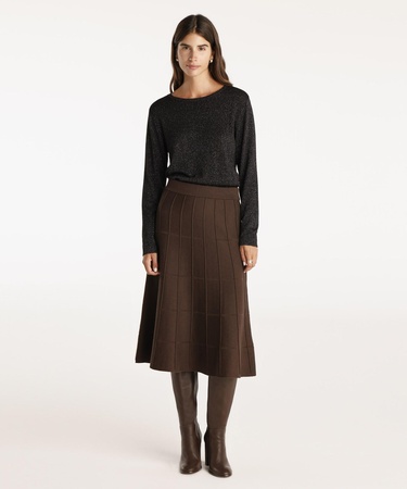  YARGICI Dekorlu Diz Altı Triko Etek